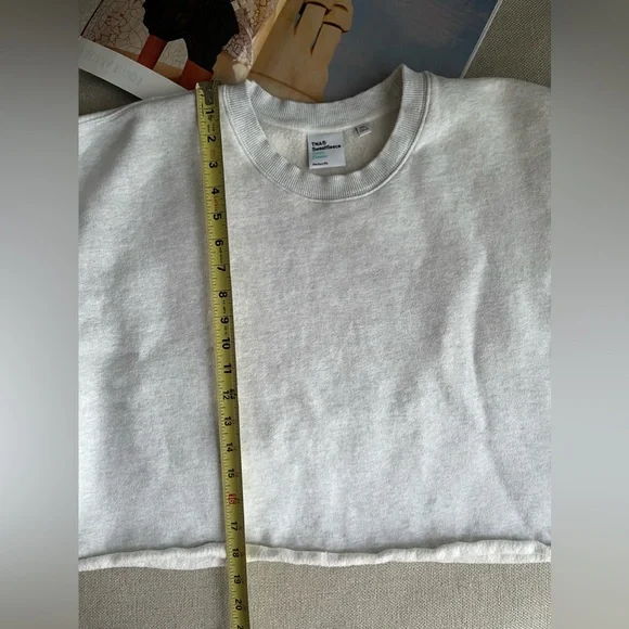 Aritzia TNA Sweatfleece Cozy Fleece Cropped Raw Hem In Light Gray Size 2XL - Picture 11 of 13